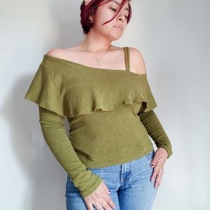 Anthro| Postmark off the shoulder ruffle top XS